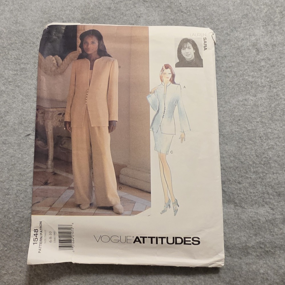 Vtg Vogue Lauren Sara Attitudes Wardrobe Sewing Pattern 1548 SZ 6 8 10 UNCUT FF